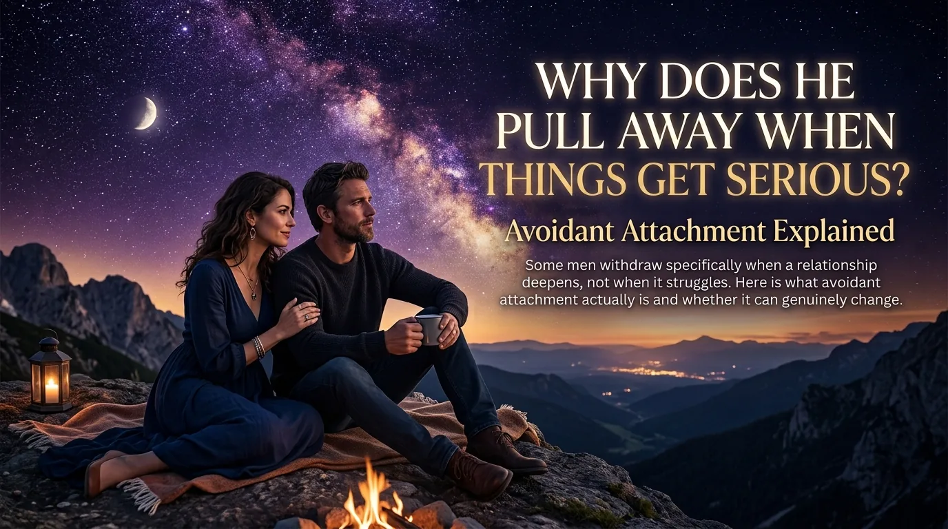 Avoidant man withdrawing as relationship deepens