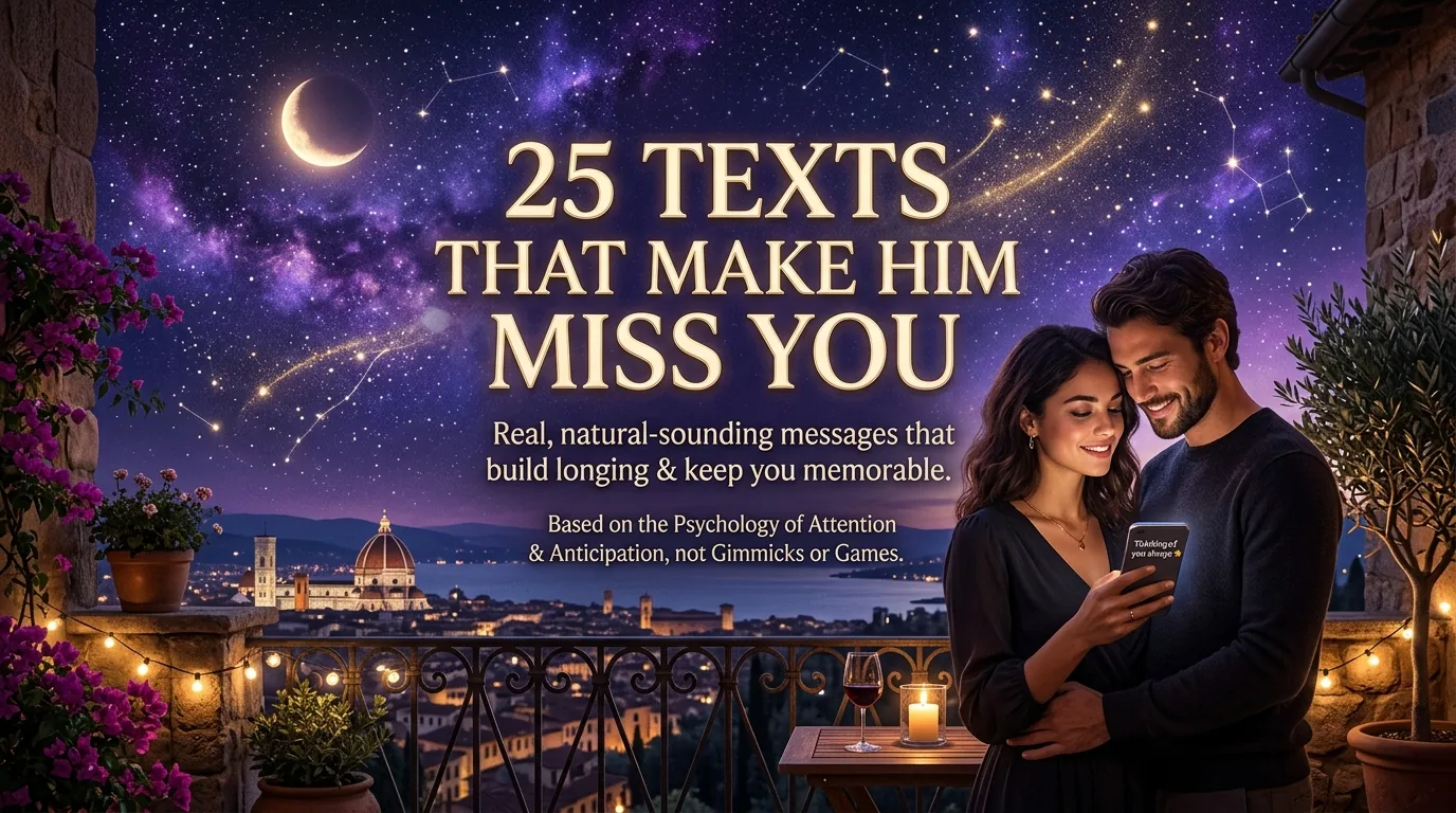 Woman sending a text that makes him think of her
